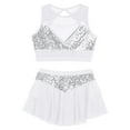 thumbnail image 6 of Doomiva Big Girls 2 Piece Dance Outfits Crop Top with Skirt Jazz Latin Ballroom Performance Dancewear White 10, 6 of 7