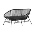 thumbnail image 4 of Linon Tallie Outdoor Loveseat Handwoven Wicker Roping Steel Frame in Black, 4 of 9