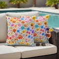 thumbnail image 5 of Watercolor Floral Leaf Pillow Covers 2 Pack Cute Flower Pillowcase Waterproof Outdoor Throw Pillow Cover for Patio Garden Square Cushion 18”x18”, 5 of 9