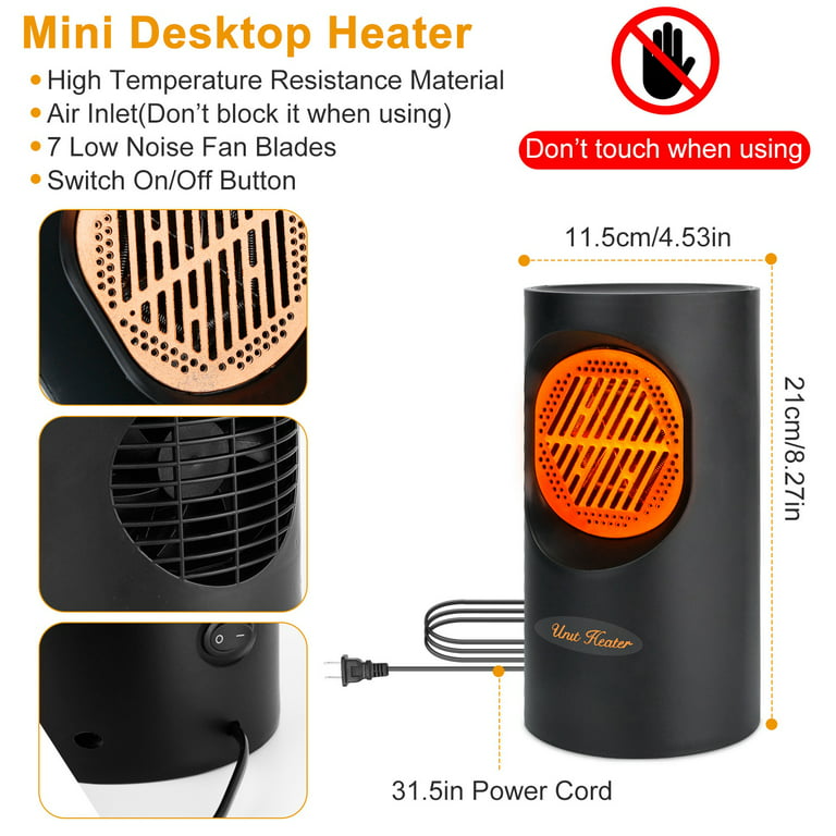 iMountek 300W Portable Electric Heater Mini Heating Unit Fan Portable Floor  Desktop Air Fan Heater White