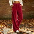 thumbnail image 5 of cocolona Womens Winter Casual Loose Velour Pants Elastic Waist Straight Wide Leg Travel Lounge Pants with Pockets, 5 of 5