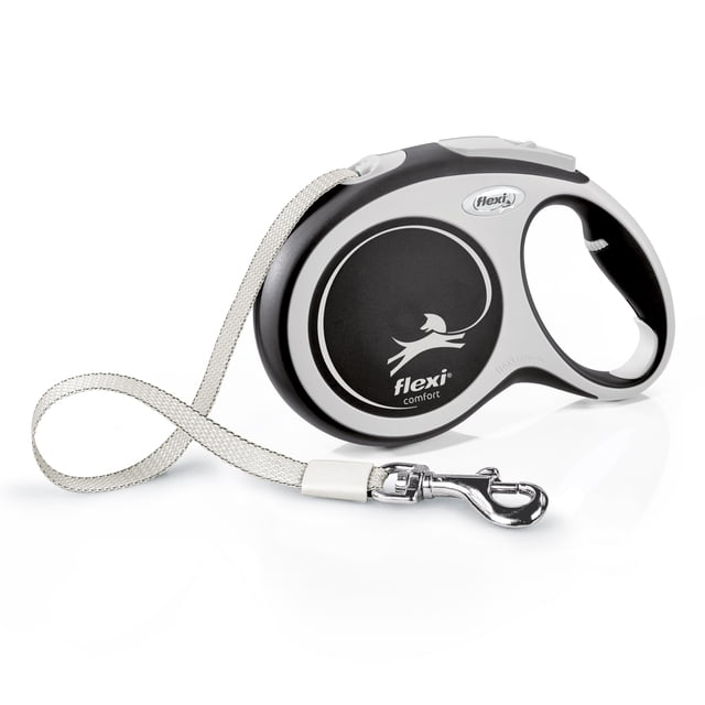 Flexi New Comfort Tape Retractable Large Dog Leash, Black, 8m/26ft