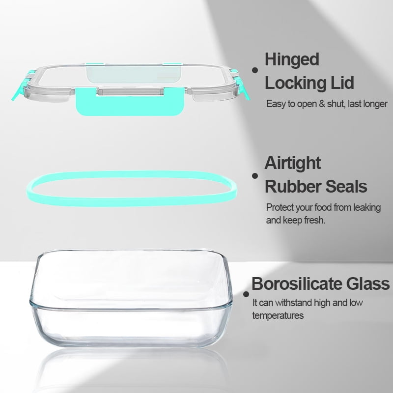 21Pcs Glass Food Storage Containers with Lids, Glass Airtight Meal Prep Container Set for Lunch, Kitchen Pantry Organizers and Storage, Leak Proof