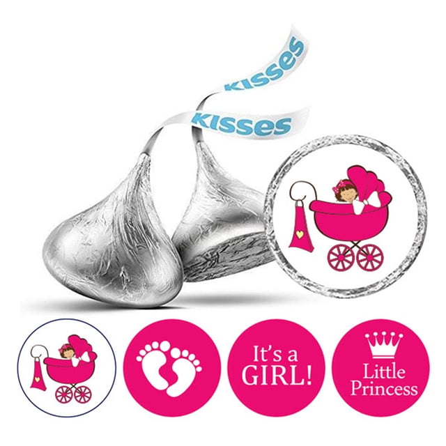 Darling Souvenir 190 Pcs DIY Candy Chocolate Labels Its A Girl Theme Stickers-Magenta