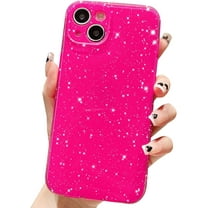Luxury Glitter for iPhone 14 Plus Case 6.7 inch, Cute Sparkly Bling Slim Shockproof Bumper Camera Protection Phone Case for Women Girls (Hot Pink)
