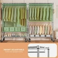 thumbnail image 6 of M MZG Rolling Closet, 3 Tiers Adjustable Wire Shelving Clothes Rack with 2 Rods and Side Hooks, Independent Wardrobe Storage Rack, Capacity 1050 ,17.7” D X 47.2” W X 83.6” H, Chrome, 6 of 8