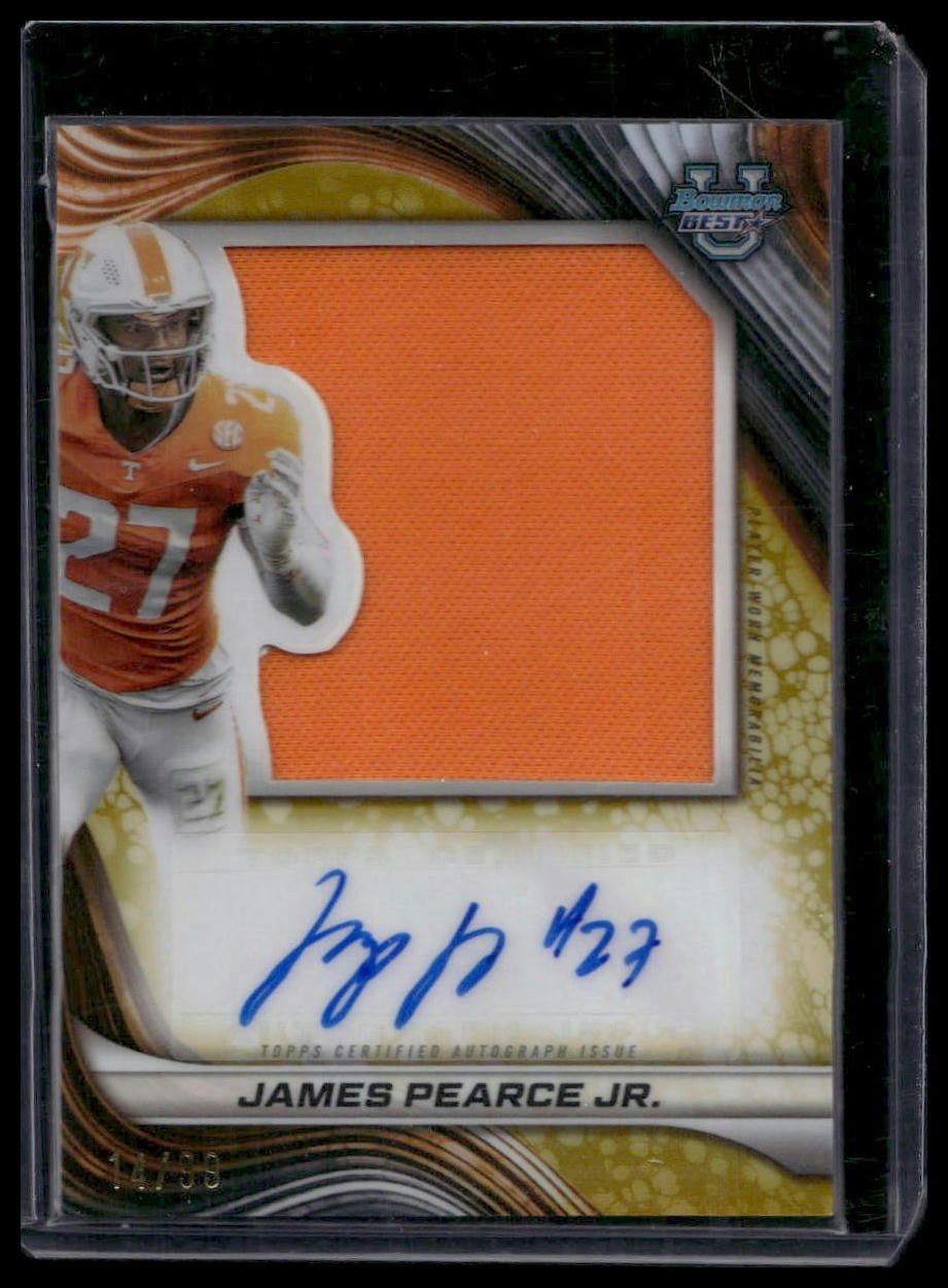 2024 Bowman University Best James Pearce Jr. #PJA-JP Prospect Jumbo Relic Autographs Second Honor Roll SN,MEM,AU