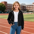 thumbnail image 3 of Abcomgle Girls Zip Up Sweatshirt Size 7/8 Cropped Long Sleeve Jacket for Kids Cute Fashion Lightweight Girls Hoodies with Pockets, 3 of 7