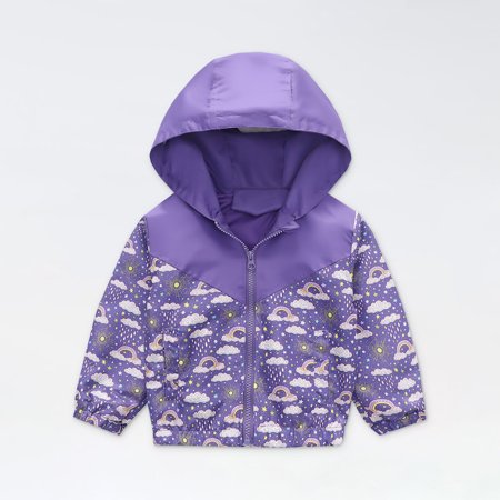 

Womail Baby Clothes Savings! Kids Toddler Cute Dinosaur Rainbow Pattern Windbreaker Coat Hooded Zip Windproof Jacket Fall Winter Warm Outerwear for Girl Boy