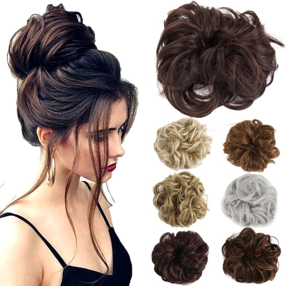 DODOING Hair Extension Ponytail Hair Pieces Clip on Hair Pieces with Elatsic Drawstring Claw Comb Ponytail Messy Chignon Updo Ponytail Scrunchie Donut Hairpiece for Women Girls