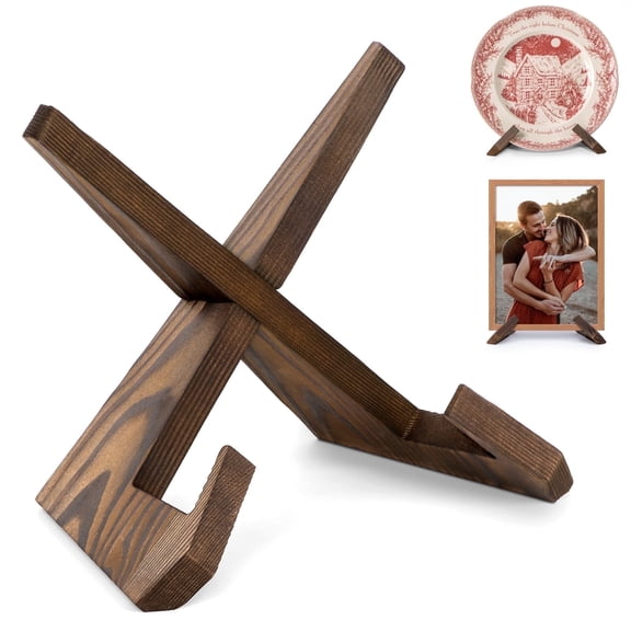 Plate Stand for Display - 6.5 inch Plate Holder Display Stand, Wooden Picture Frame Holder, Decorative Table Top Easels