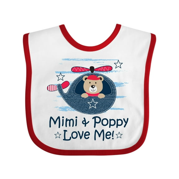 Inktastic Mimi and Poppy Love Me Grandchild Boys Baby Bib
