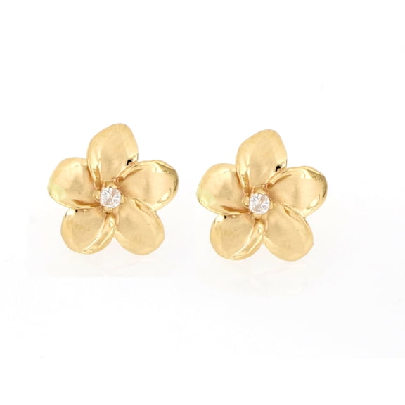 10K Gold Plumeria Earrings