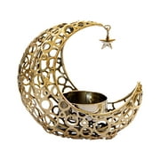 Metal Candleholder Ornament Romantic Hollow-out Moon Candle Holder Decoration