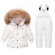 thumbnail image 3 of Cuello de piel real, Parkas para bebés, prendas de vestir exteriores para niños, abrigos de invierno, mono, chaquetas para niños, traje de nieve oso de fresa Juguete, 3 of 5