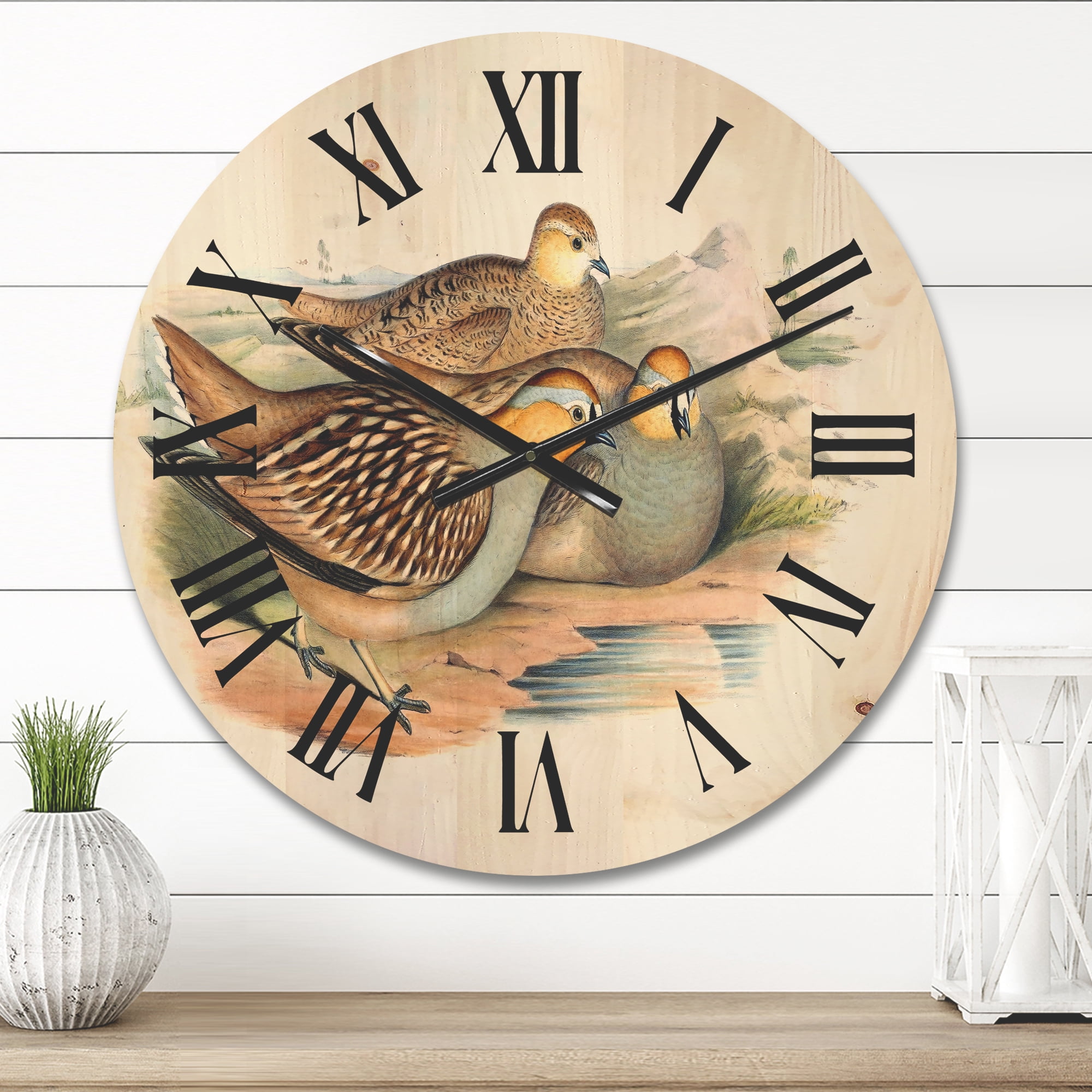 Designart 'Ancient Birds In The Wild III' Traditional Wood Wall Clock