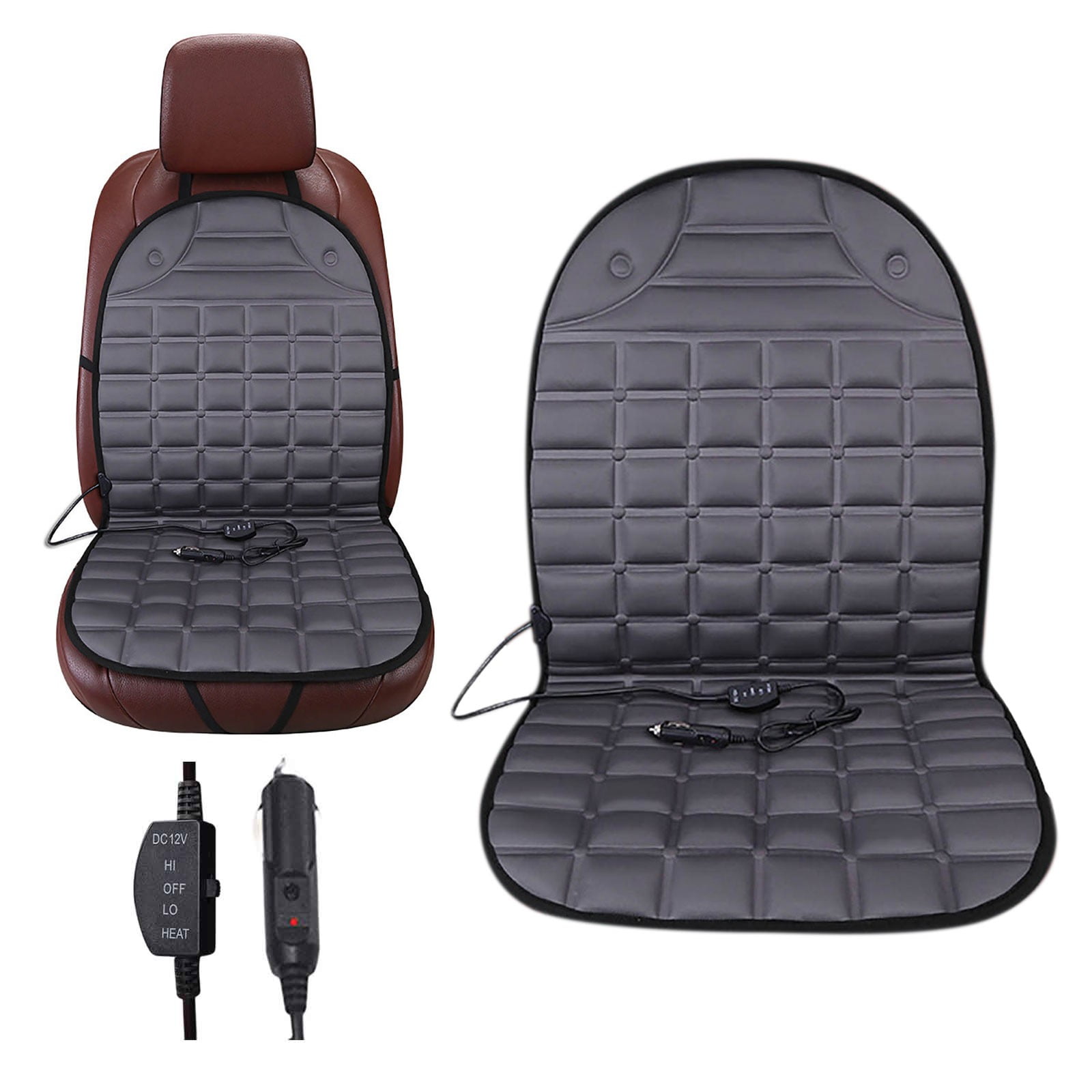 Coussin Chauffant Siège Auto 12V - 2 Niveaux De Chaleur - Taille 48x97 Cm - Pour Voiture/Camping-car/Camion - Confort Hiver