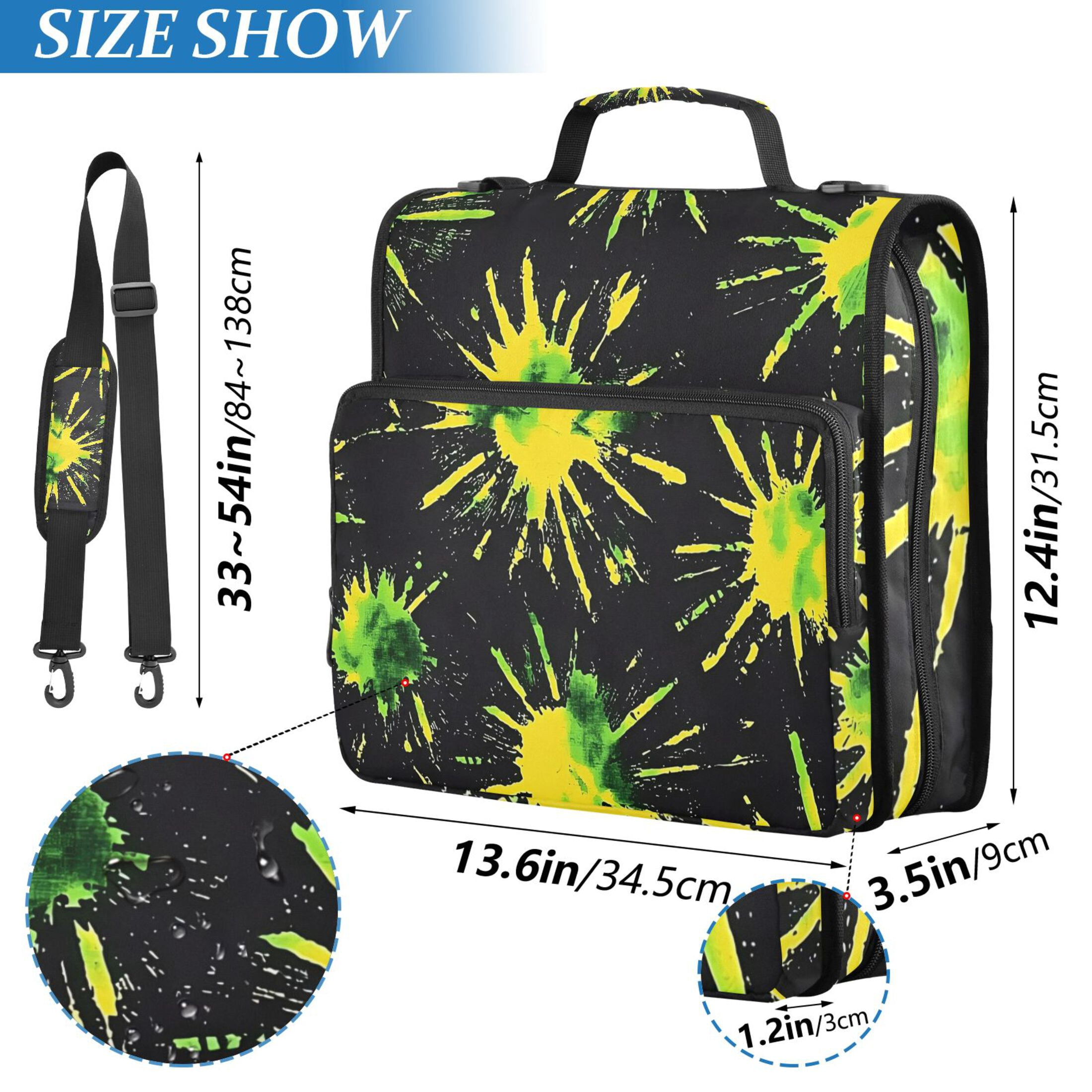 ALAZA Zipper Binder Art Tie-dye Yellow 3 Ring Trapper Keeper File Folder Organizer Bag