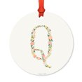 thumbnail image 1 of Floral Family Monogram Metal Christmas Ornament, Coral Peach Floral Roses, Letter Q, Includes Ribbon and Gift Bag, 1 of 2