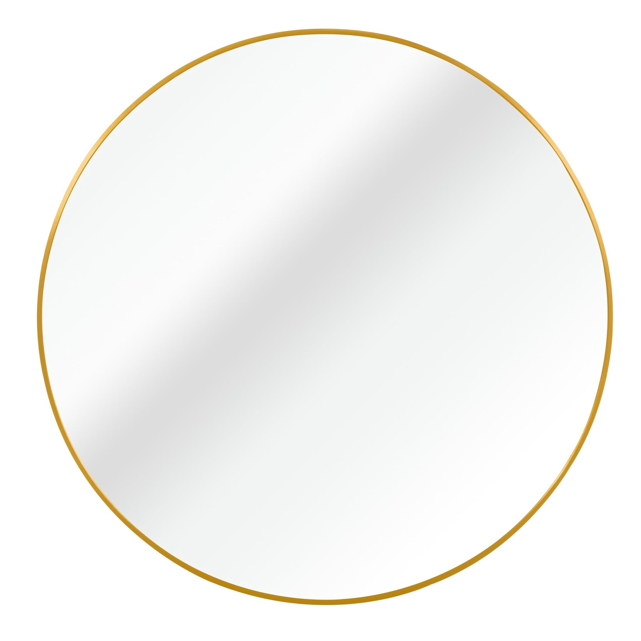 Noble House 16" Round Bathroom Wall Mirror, Aluminum Alloy Frame, HD Shatterproof Glass, Gold