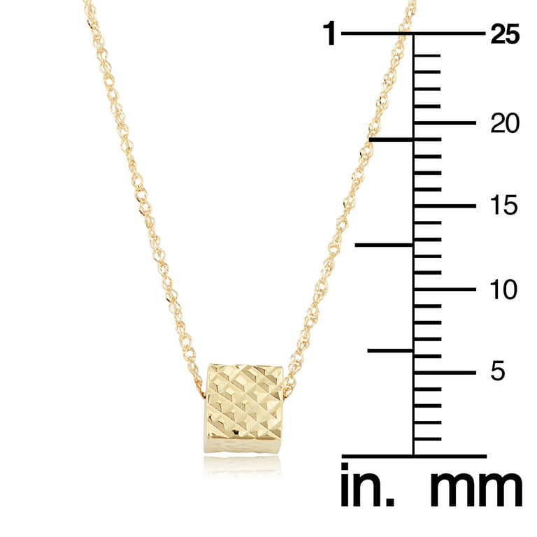 14k Yellow Gold Diamond-Cut Cube Necklace, 17