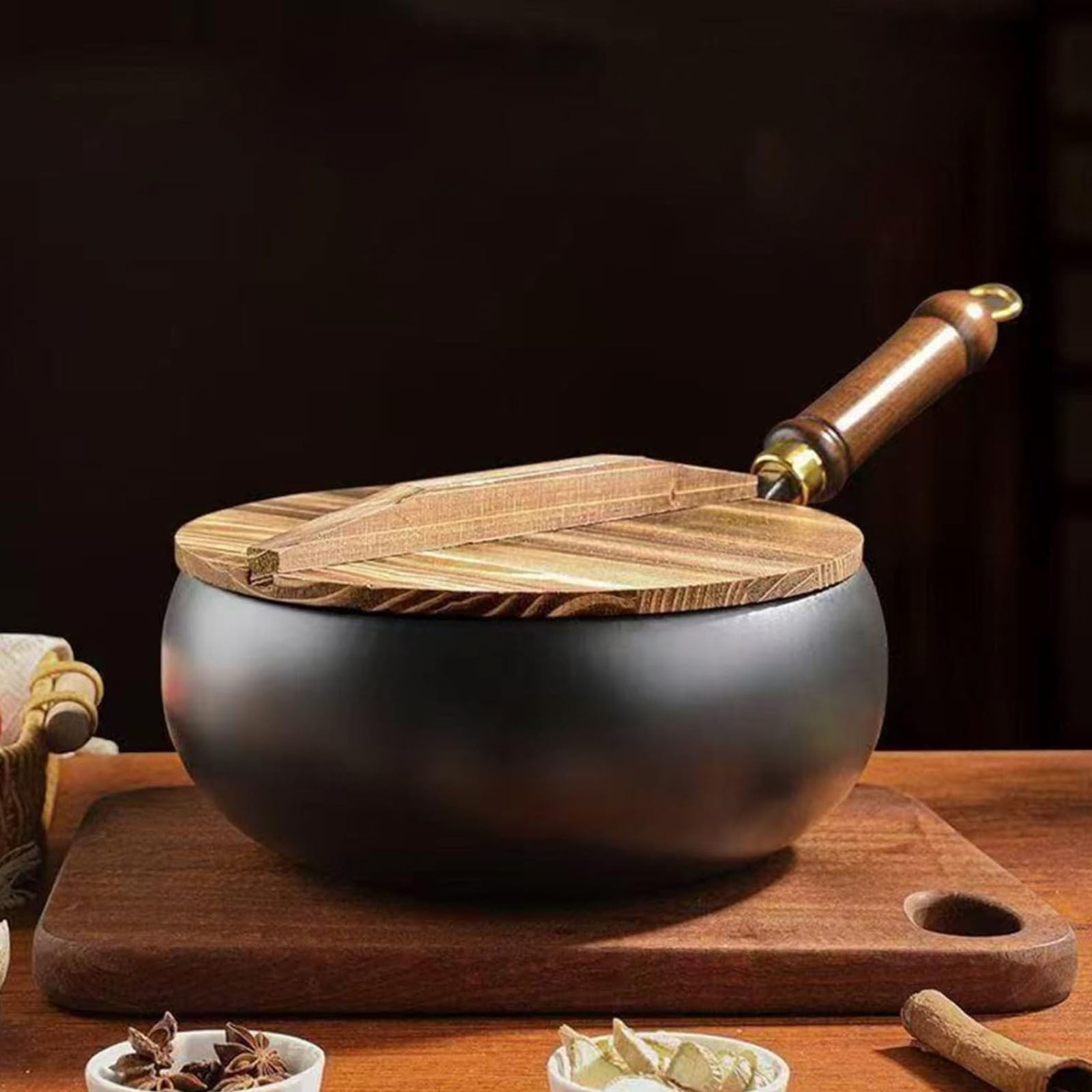 Xecvkr Hand Forged Iron Wok Belly Frying Pan Uncoated Saute Pan Traditional Non Stick Cookware for Stir Frying Searing Deep Cooking Home Chef