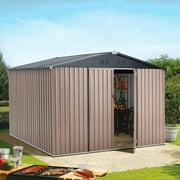 YODOLLA 10 x 8 ft. Outdoor Metal Storage Shed with Sliding Roof & Lockable Door