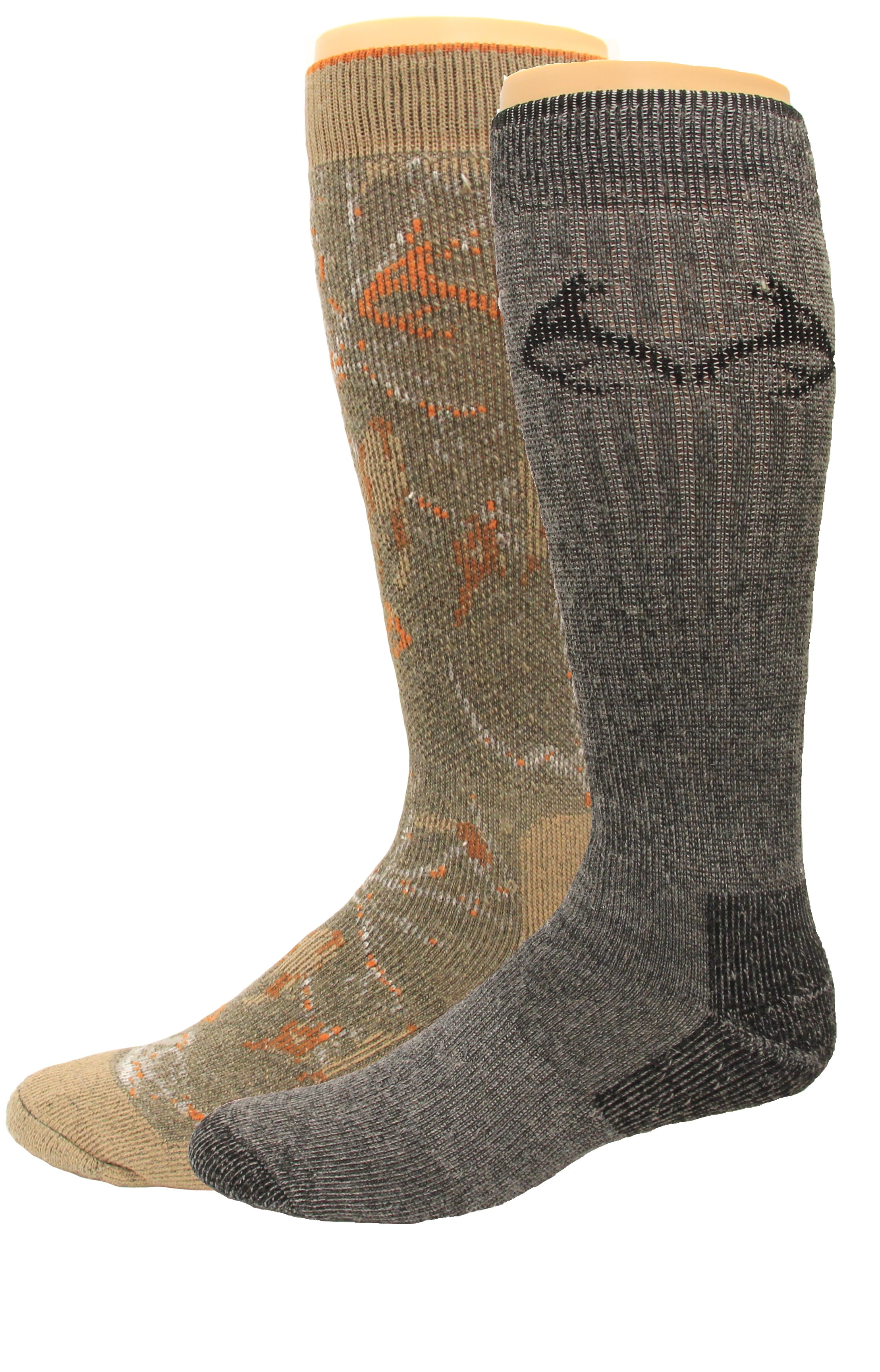 RealTree Men's Camo Wool Blend Crew Socks, 2 Pair, Large (M 913), Taupe Camo