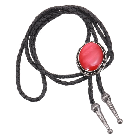 Uxcell Bolo Tie for Men, Western Cowboy Leather Necktie Gem Bolo Tie Necklace Vintage for Men Women Shirts Suits Jackets Costume Accessories Jewelry Gift, Red
