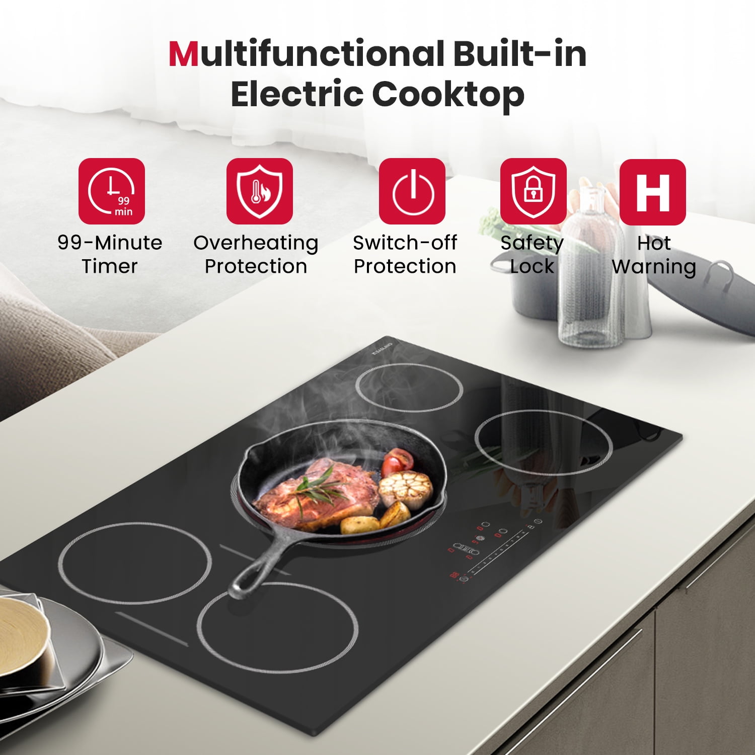 Gasland Chef 36in. 5 Elements Radiant Electric Cooktop in Black with Tri-Ring Element and Bridge Element