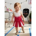 thumbnail image 3 of BemeyourBBs Kids Toddler Girl Soccer Cheerleader Red and White Cheer Team Uniforms for Girls Practice V Neck Tank Top with Pleated Skirt Set Rooter Stage Suit Summer Game Day Cheerleading Costume, 3 of 9