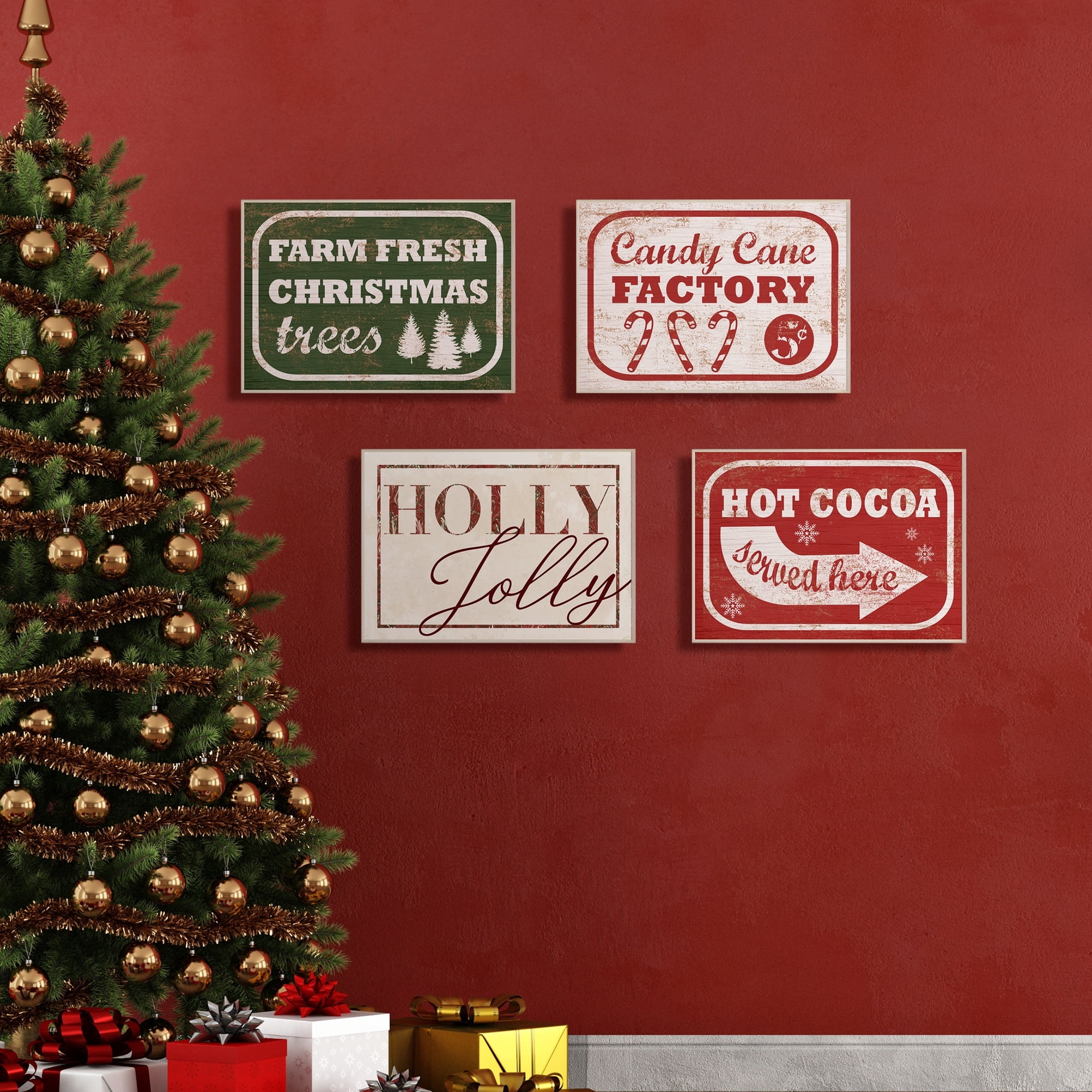 The Stupell Home Decor Collection Holiday Rustic Distressed Green Vintage Sign Farm Fresh Christmas Trees Oversized Wall Plaque Art, 12.5 x 0.5 x 18.5