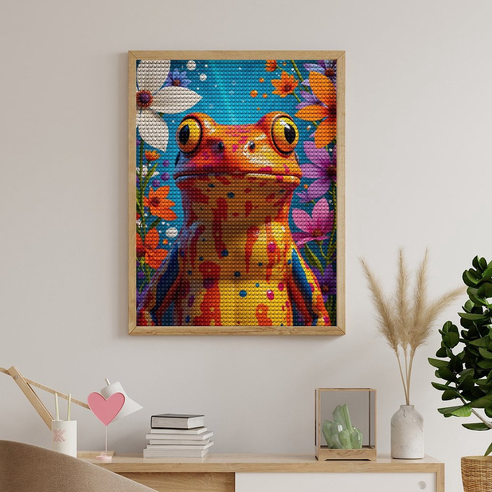 Diamond Art Kits for Adults, Colorful Frog Surrounded By Flowers 5D Diamond Painting Kits for Adults Beginners, DIY Full Drill Diamond Painting, Gem Art and Crafts 12x16