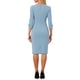 thumbnail image 3 of Vestido Vintage para Mujer Inspire Chic de Manga 3/4, Vestidos Sheath para Trabajar, Color Azul Cielo, 3 of 6
