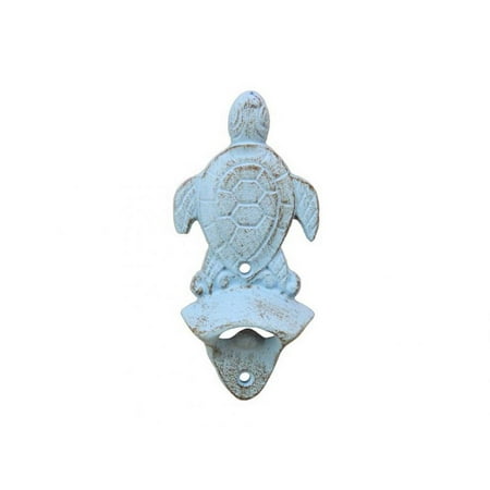 

[Pack Of 2] Rustic Light Blue Cast Iron Wall Mounted Sea Turtle Bottle Opener 6