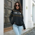 thumbnail image 3 of SWSMCLT Women's Soft Pullover Sweater Long Sleeve Knitted Holiday Knitwear Halloween Warm Halloween Fall Vintage Casual Loose Black1 8-10, 3 of 5