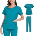 thumbnail image 1 of Conjuntos de Uniformes de Enfermera Yinane Transpirable de Verano Mujer Azul, 1 of 8