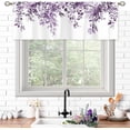 thumbnail image 3 of Purple Eucalyptus Botanical Leaves Valances Kitchen Curtains Watercolor Flower Window Drapes Floral Plants Botanical Wildflower Bedroom Bathroom Living Room Treatment Tier 1 Panel 52Wx18H Inch, 3 of 6
