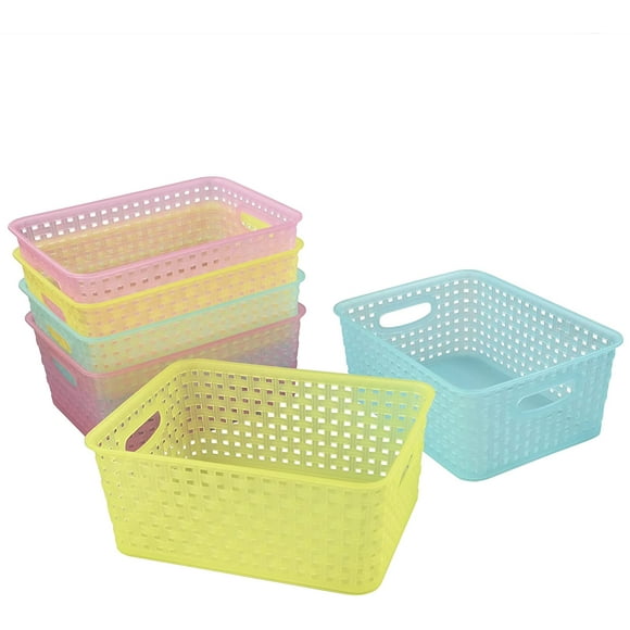 Plastic Storage Baskets for Closets, Drawers, 6-Pack