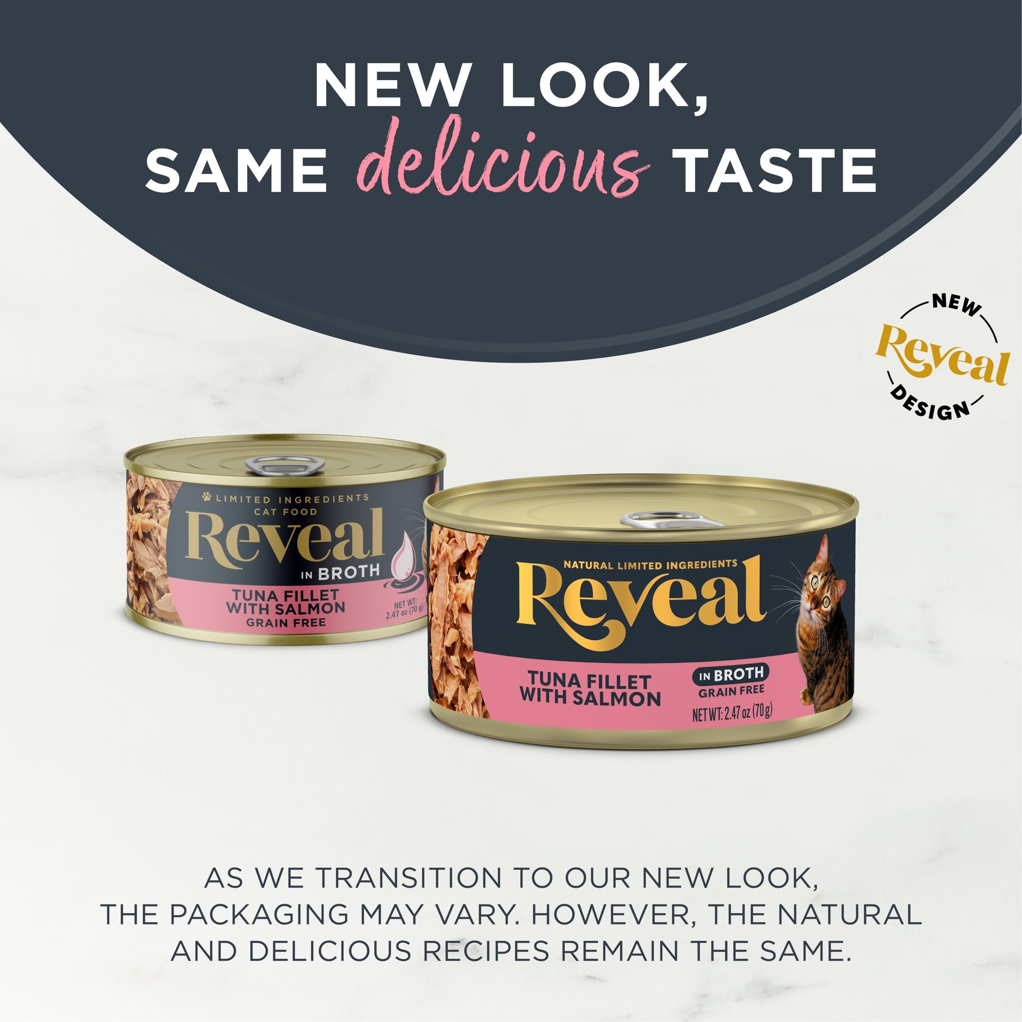 (24 pack) Reveal Natural Wet Cat Food, Tuna Fillet with Salmon in Broth, 2.47 oz Can