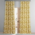 thumbnail image 2 of Fleur Gold Printed Cotton Hotel Blackout Curtain (1 Panel), Fleur Gold, 50W X 96L, 2 of 6