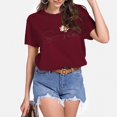 thumbnail image 2 of LUOGENLI T-shirts pour Femmes Motif Tournesol Col Rond Manches Courtes T-shirts Graphiques Saint-Valentin Vin m, 2 of 6