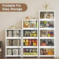 thumbnail image 3 of Broview 30Gal Large Stackable Storage Bins with Lid & Doors, 120QT Folding Closet Organizers with 4x Wheels, Plastic Containers With Drawers, Collapsible Cabinets Boxes for Home, 1Pack White, V8, 3 of 8