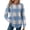 Blue, variant on Women's Top Plaid Print Round Neck Long Sleeve Loose Fit Fall Winter Trendy Everyday Weekend Outings Stylish Basic Versatile Camel M