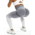 thumbnail image 2 of CROSS1946 Leggings de cintura alta para mujer, pantalones de Yoga sin costuras, mallas de entrenamiento con contorno de sonrisa, mallas de gimnasio con Control de barriga, mallas de Fitness fruncidas, 2 of 5