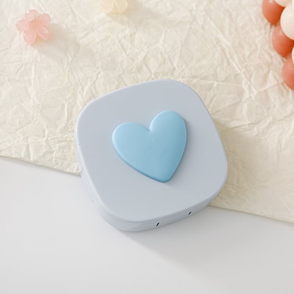 Caja de lentes de contacto colorida con forma de corazón cuadrado, caja de almacenamiento de lentes de contacto, lindas gafas portátiles con caja de pareja de gafas
