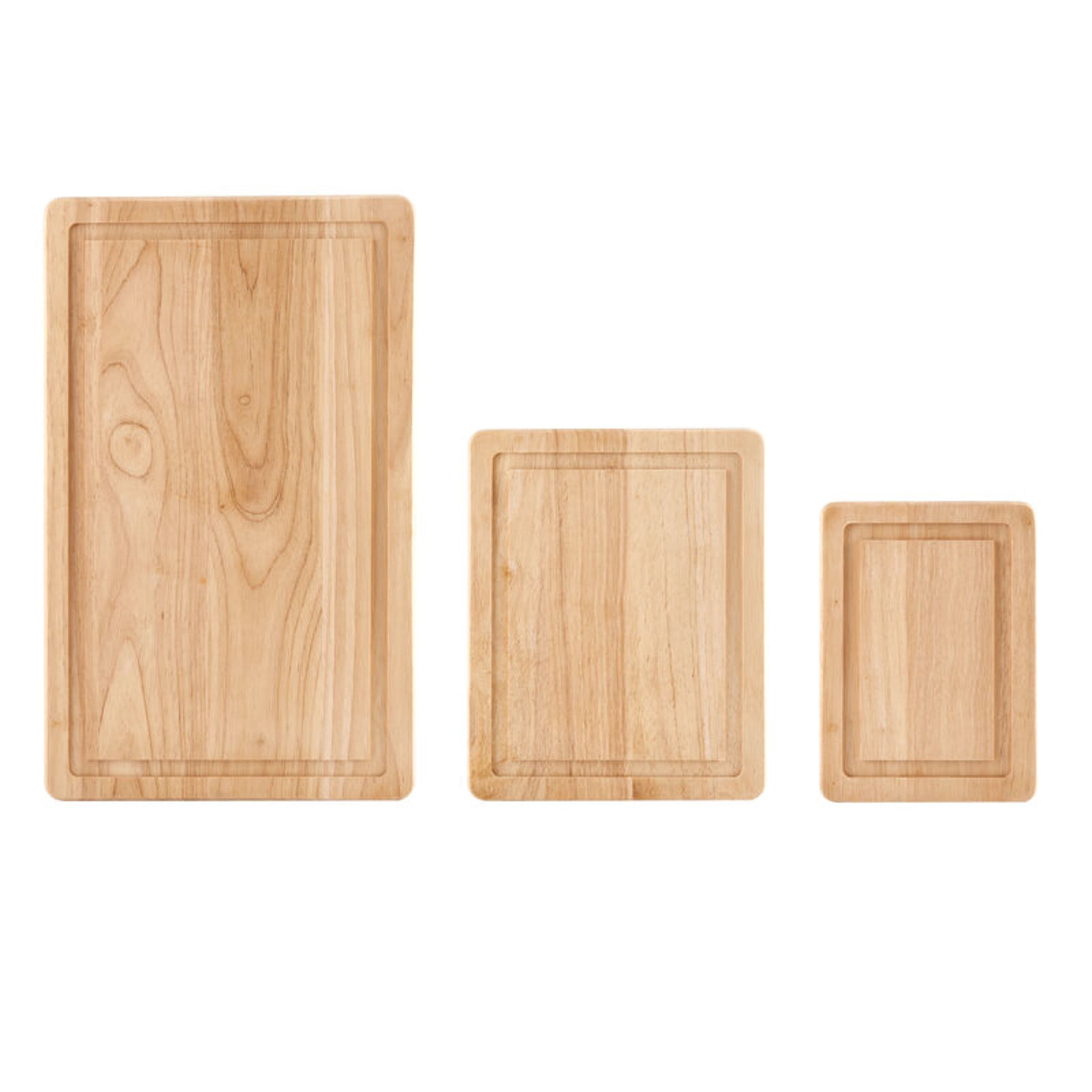 Farberware 3-piece Wood Utility Cutting Boards with Perimeter Juice Well