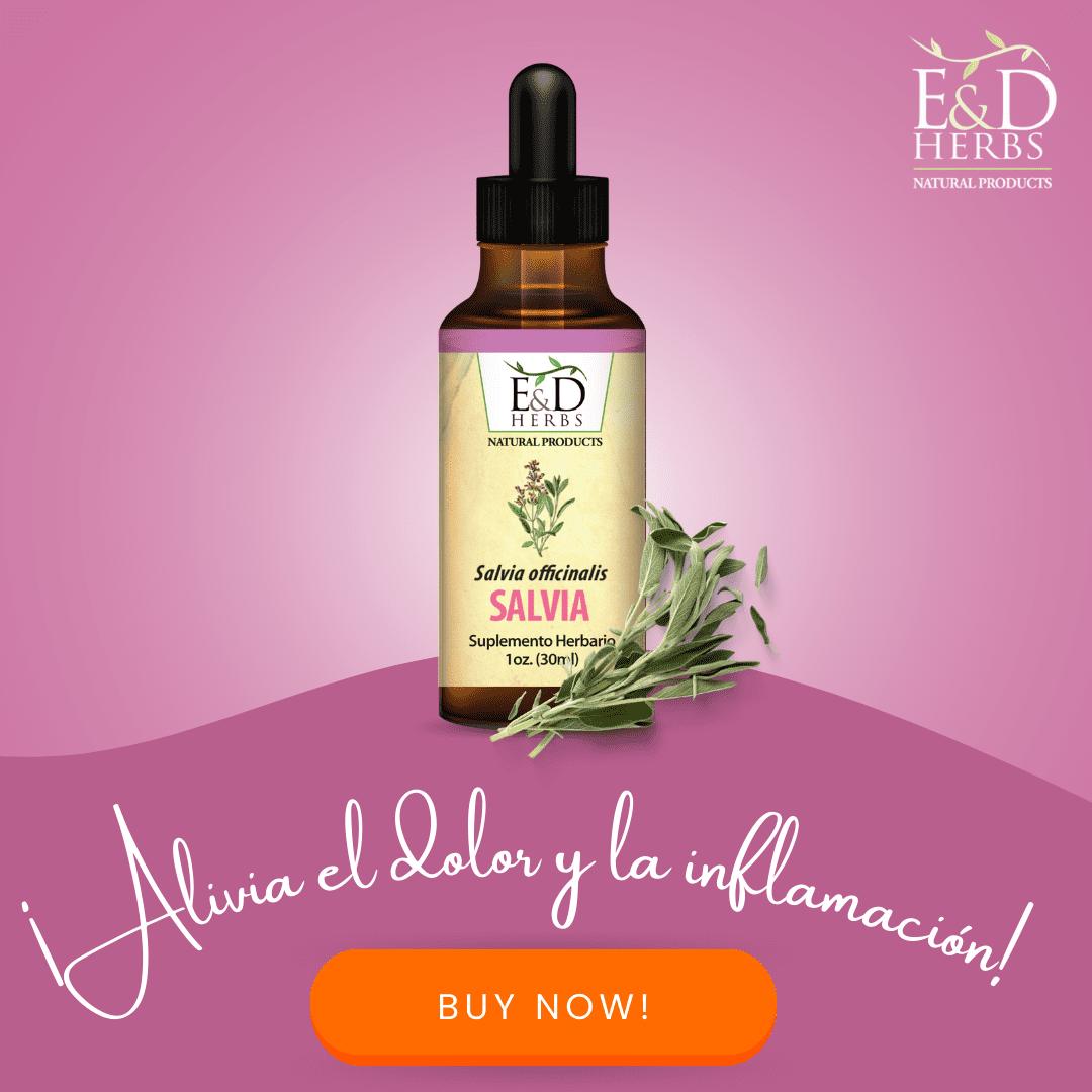 E&D Herbs 1 oz De Extracto De Salvia De Color Marron, Suplemento Natural