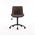 thumbnail image 6 of YOUNIKE Upholstered Desk Chair, Armless Computer Chair with Wheels，Modern Faux Leather Office Chair，Adjustable Swivel Rolling Chair，Adjustable Height，Suitable for Office, Home, Brown, 6 of 15