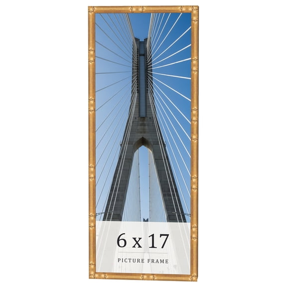 6x17 Frame Gold Bamboo Solid Wood Picture Frame | 0.75 Inch Moulding Width | Interior Frame Depth